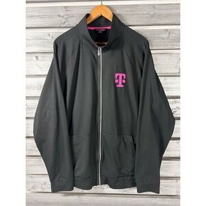T Mobile Track Jacket Mens XXL Black/Pink Zip Up Employee Work Uniform Shirt EUC